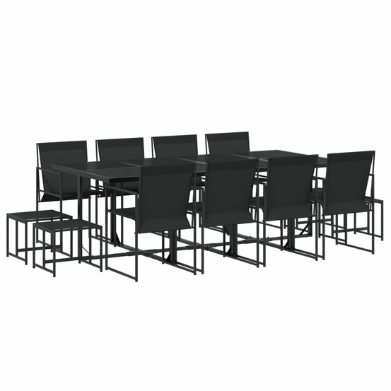 Ensemble à manger de jardin 13 pcs noir textilène