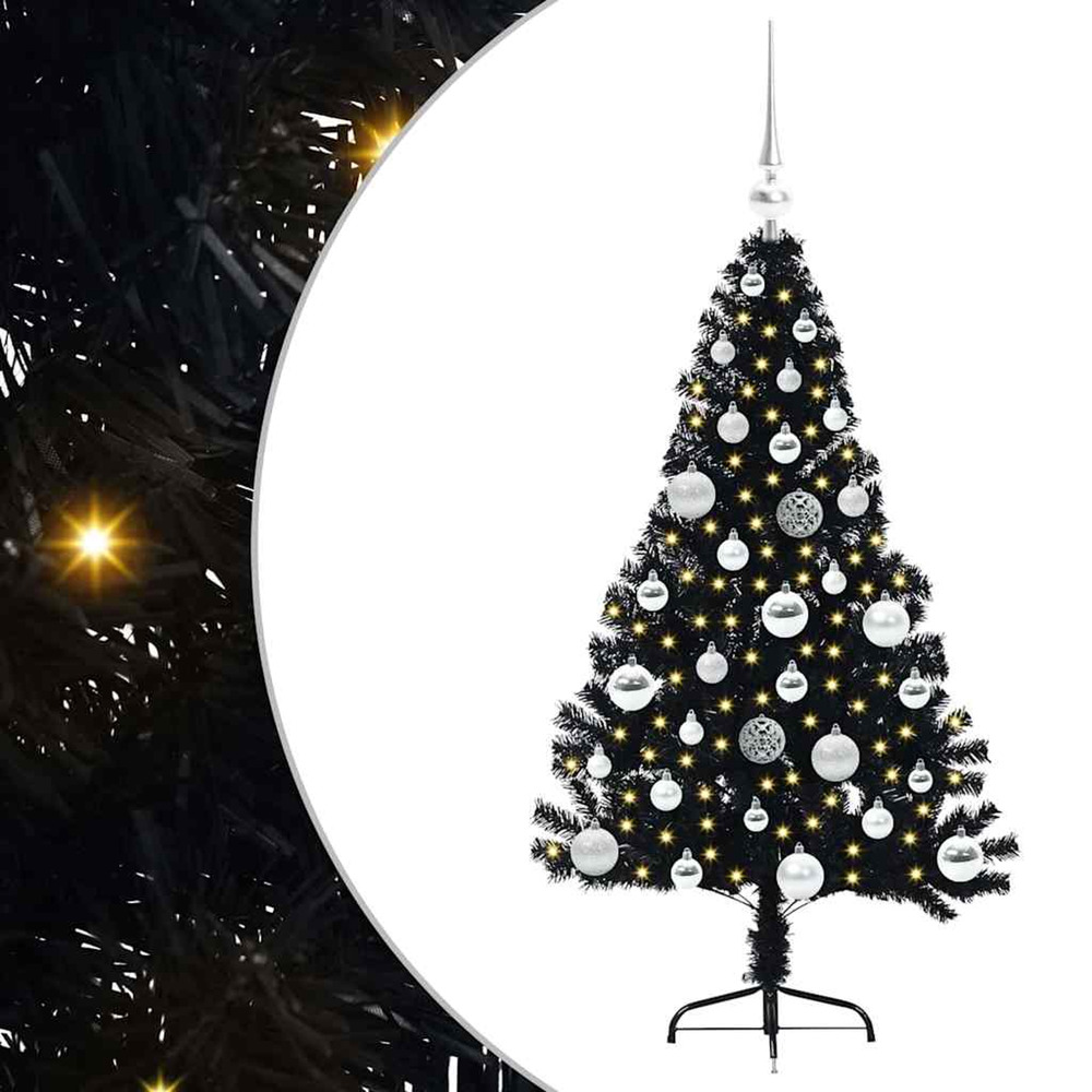Sapin de noël artificiel pré-éclairé noir 120 cm pvc