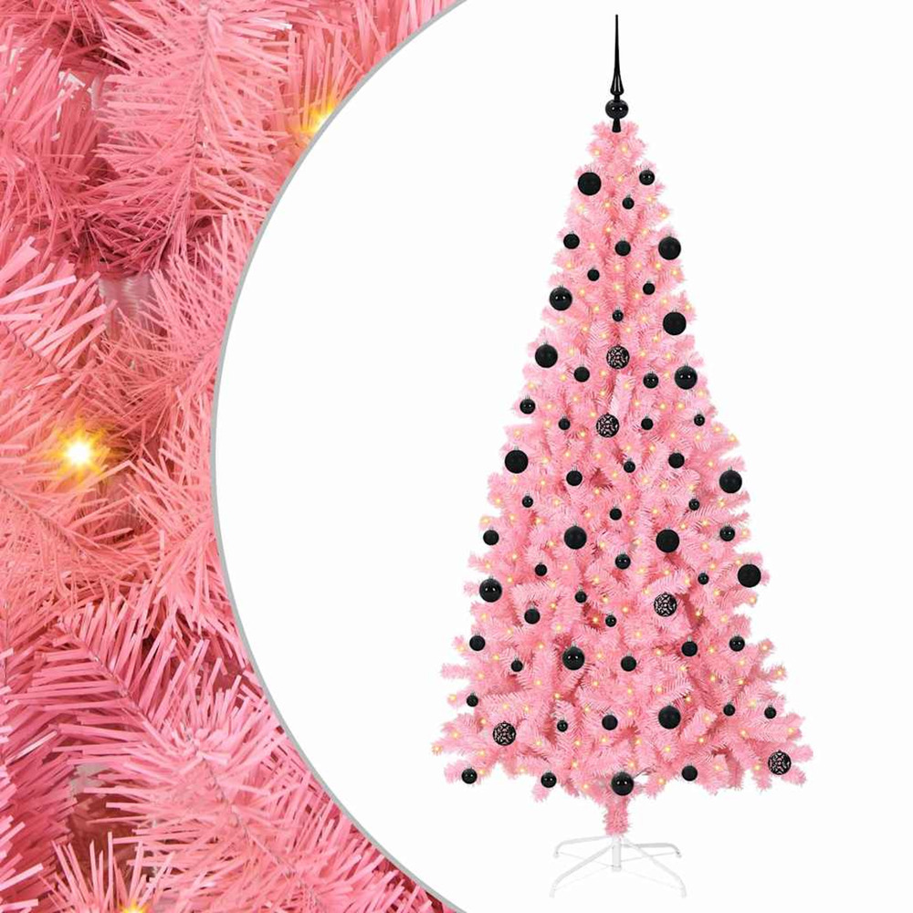 Sapin de noël avec 300 led avec support rose 210 cm pvc