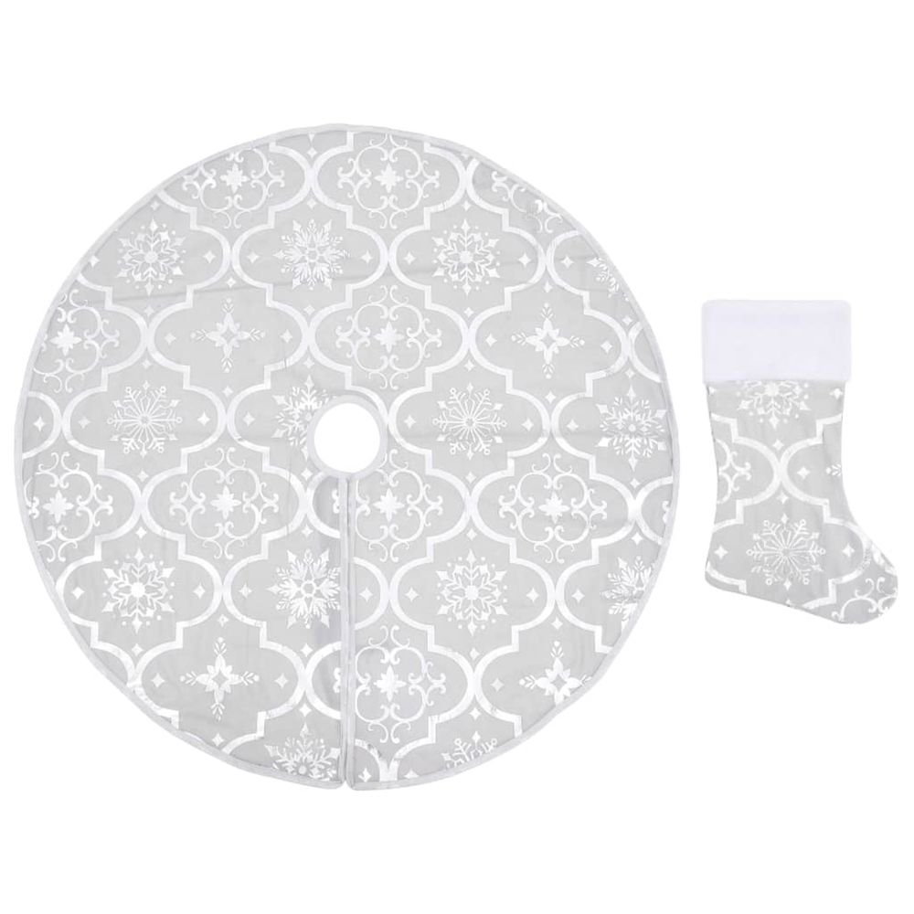 Jupe de sapin de noël de luxe avec chaussette blanc 122cm tissu