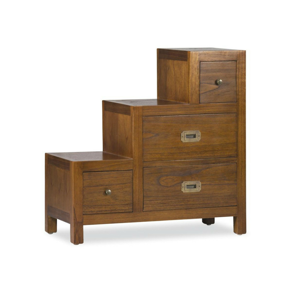 Meuble escalier 4 tiroirs bronze bois marron - onéline décoration d'autrefois