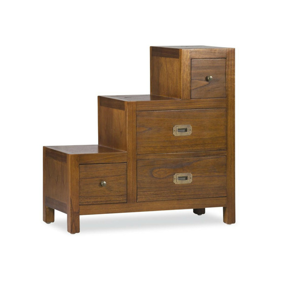 Meuble escalier 4 tiroirs bronze bois marron - onéline décoration d'autrefois