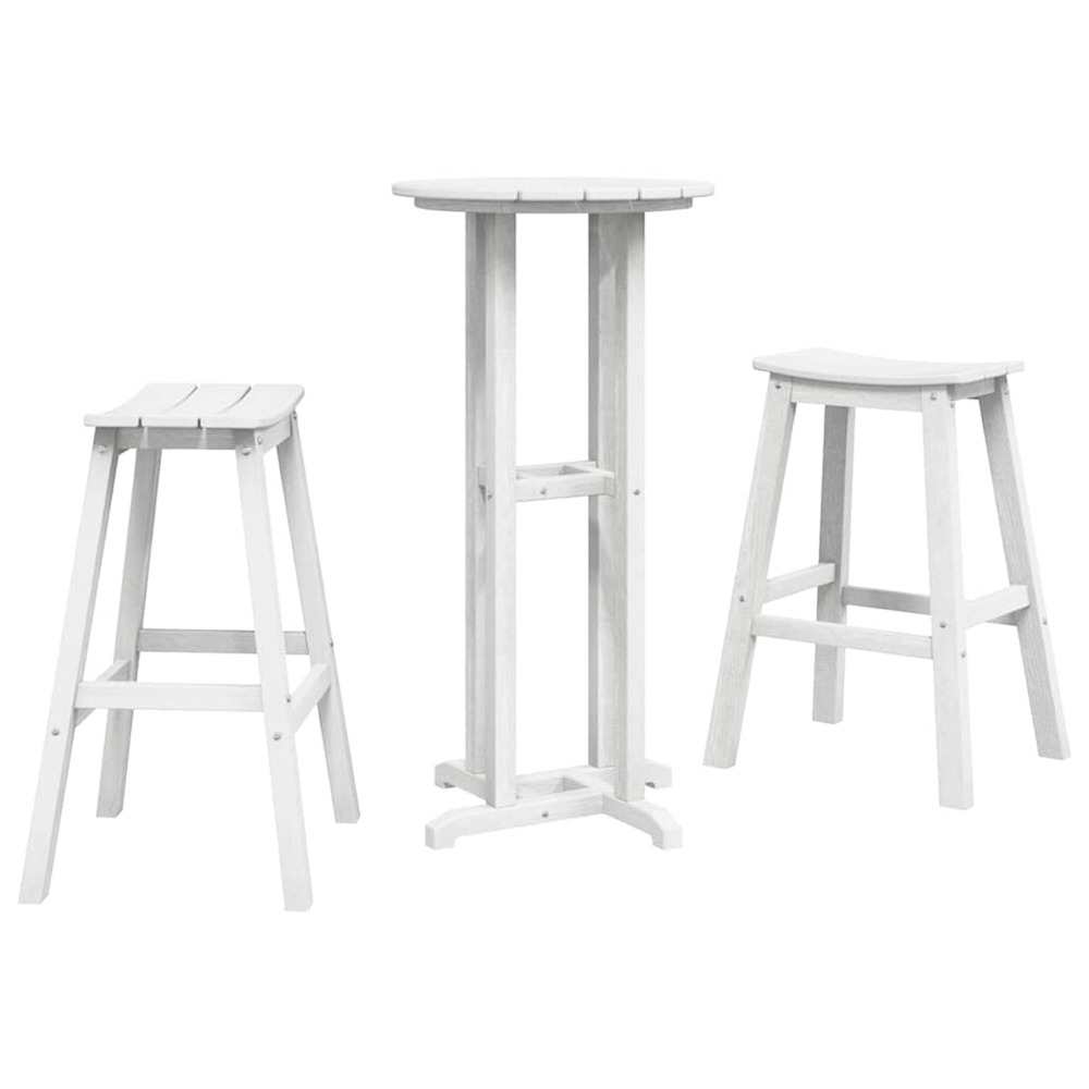 Ensemble de bar de jardin 3 pcs blanc hdpe