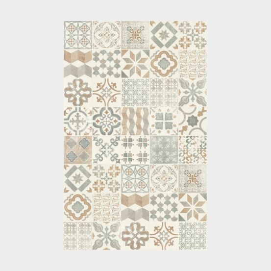 Tapis vinyle - carreaux de ciment - naturel - 100 x 160 cm