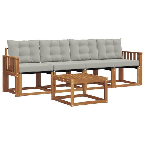 Ensemble de canapés d'extérieur 5 pcs gris naturel et clair