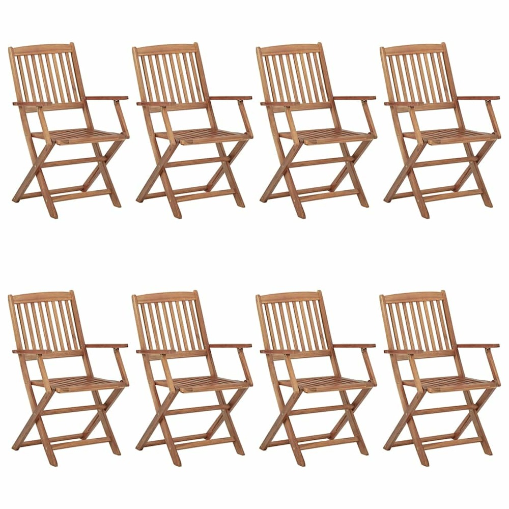 Chaises pliables de jardin lot de 8 avec coussins bois d'acacia