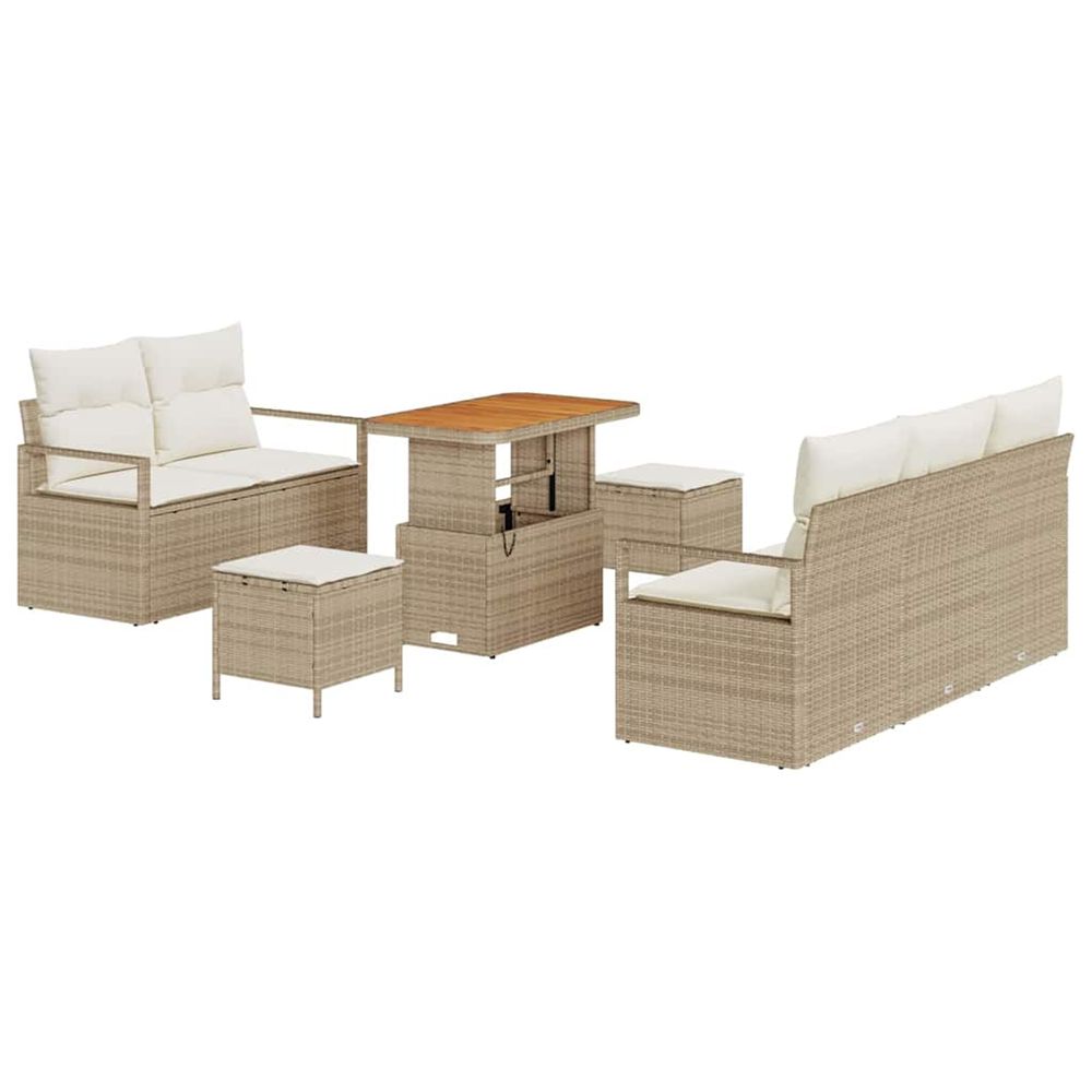 Ensemble de canapé de jardin 8 pc beige polyrotin