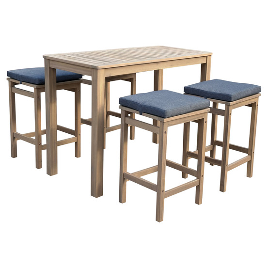 Mange debout aruba en acacia 4 places - coussins gris