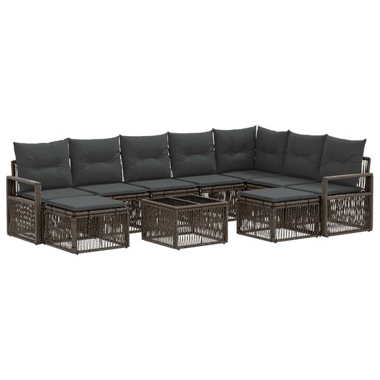 Ensemble de canapé de jardin 10 pc gris polyrotin