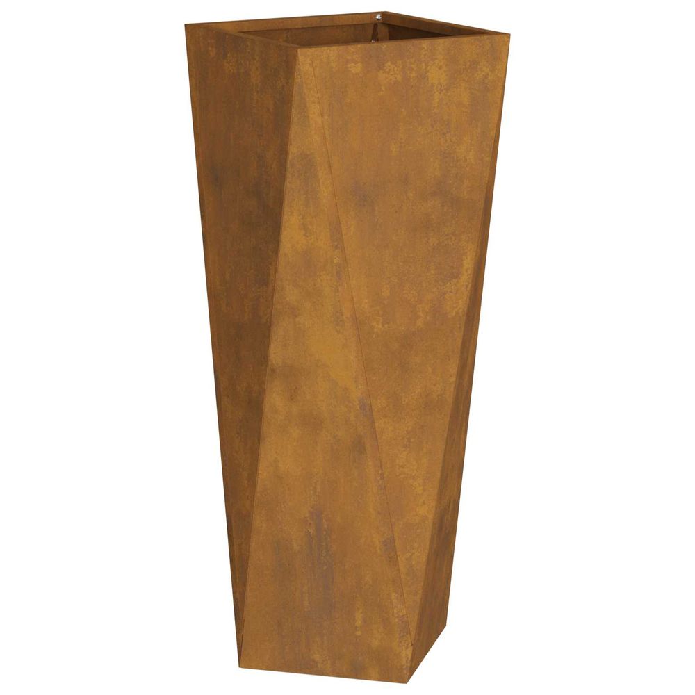 Jardinière d'extérieur 2 pc rouillé 30 x 30 x 75 cm acier patiné