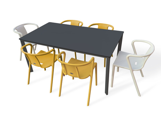 Ensemble repas meet 6 places en aluminium et peinture epoxy anthracite