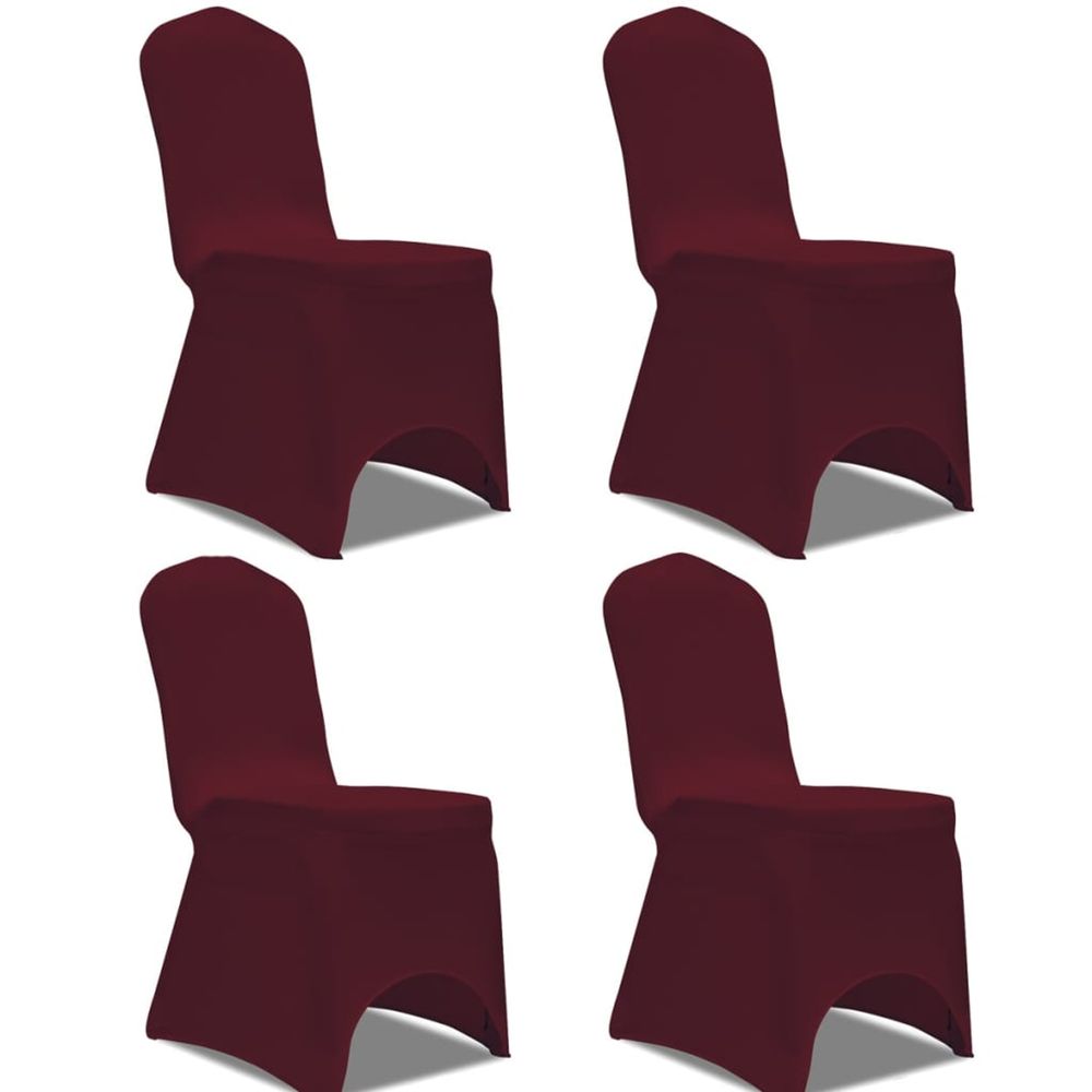 Housse de chaise extensible 4 pcs Bordeaux