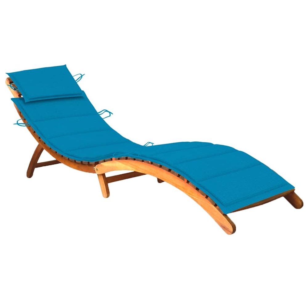 Chaise longue de jardin avec coussin bois d'acacia solide bain de soleil