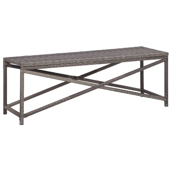 Banc de jardin meuble de patio d'extérieur terrasse 120 cm résine tressée gris
