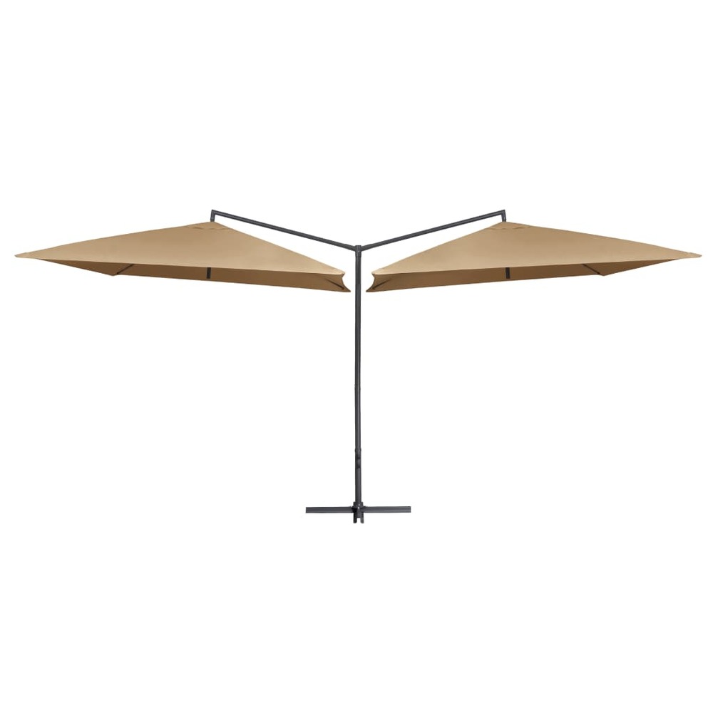 Parasol double avec mât en acier 250 x 250 cm taupe