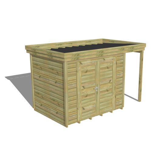 Abri de jardin bois pin traité autoclave 27mm - 3,64x2,14m / 8m2 - bac acier - plancher bois