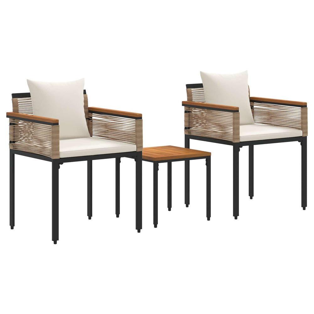 Ensemble de meubles d'extérieur beige et blanc crème rotin pe