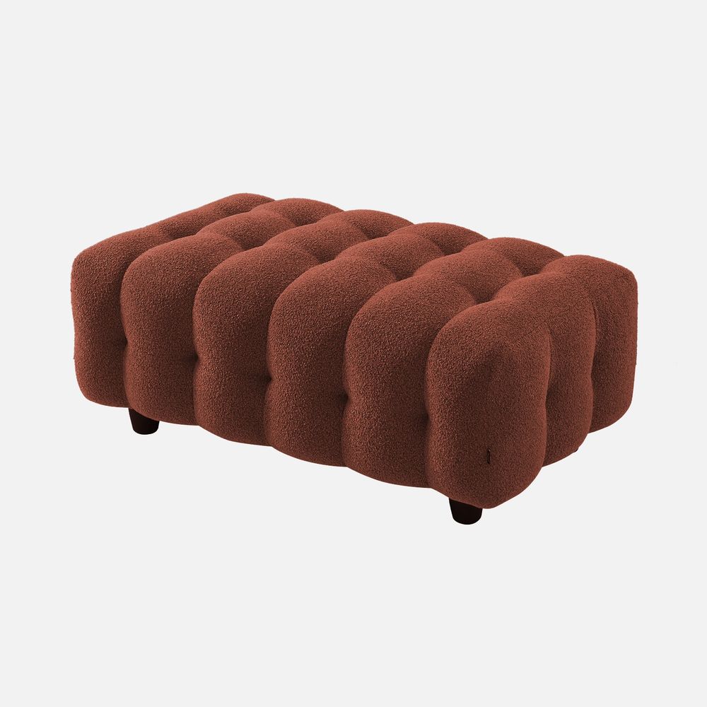 Pouf, module pour canapé, repose-pieds pour canapé d'angle 3 places en bouclette texturée l 115 x p 70 x h 48cm - leon