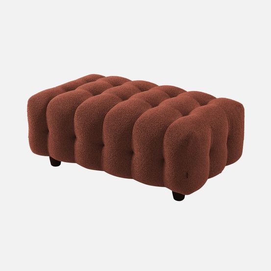 Pouf, module pour canapé, repose-pieds pour canapé d'angle 3 places en bouclette texturée l 115 x p 70 x h 48cm - leon