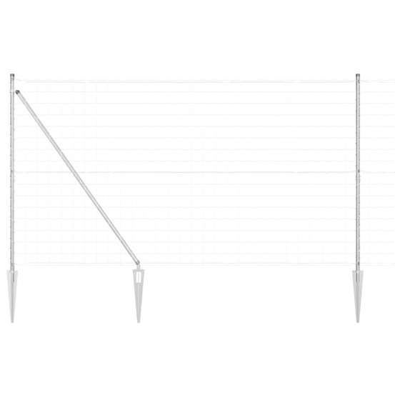 Clôture avec poteaux argent 1.5 x 10 m acier