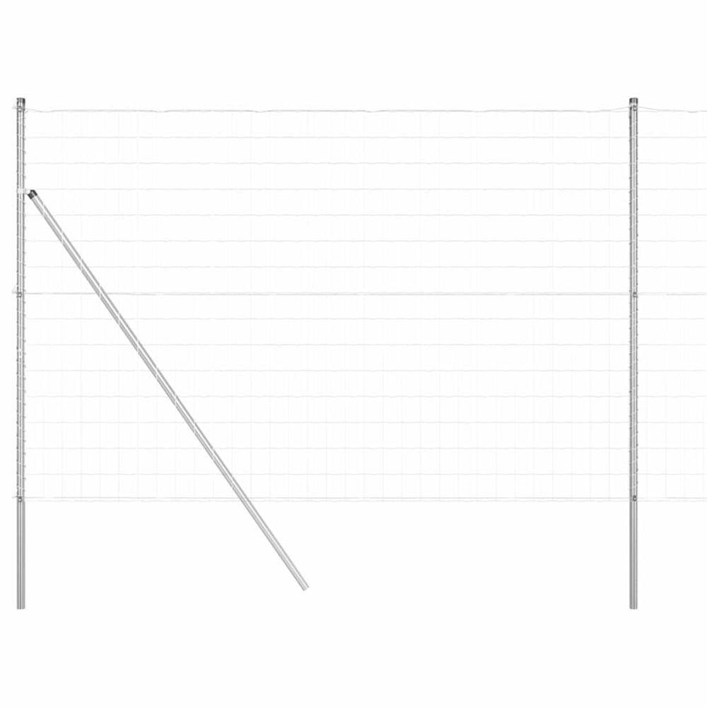 Clôture avec poteau argenté 1,5 x 10 m acier et pvc