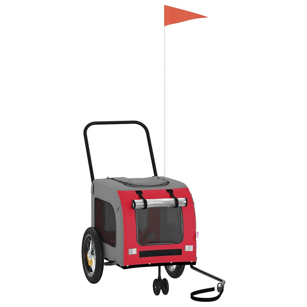 Remorque de vélo pour animaux avec stockage rouge et gris