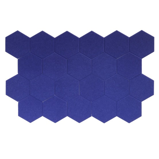 Panneaux muraux acoustiques hexagonaux - feutre pet bleu - lot de 22