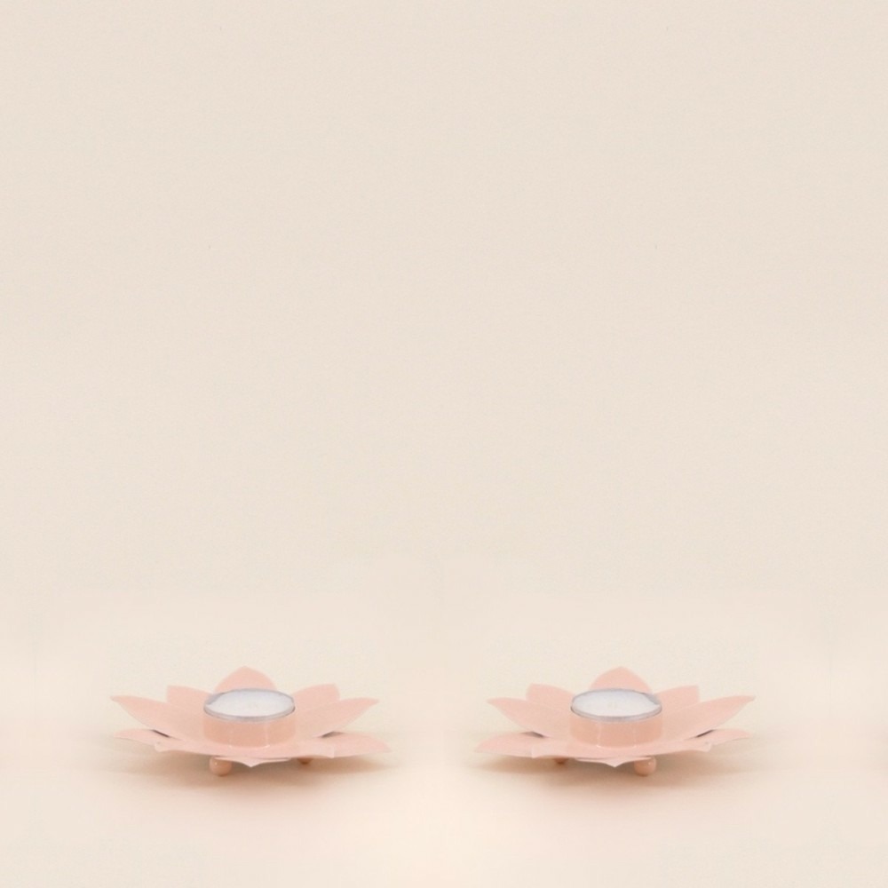 Lot de 2 bougeoirs fleurs rose 12cm