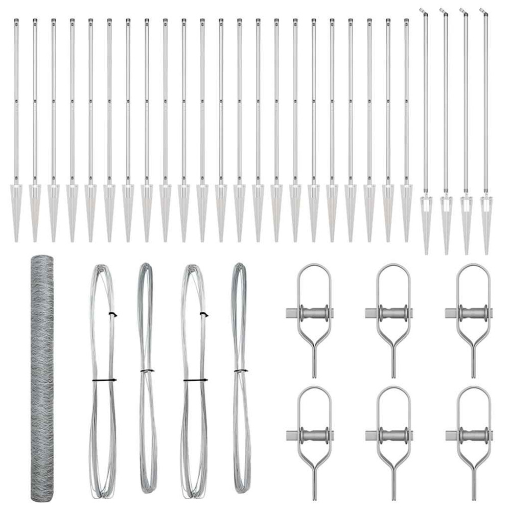 Poteau de clôture. Argenté 50 x 1,6 m (maillage de 50 mm) acier