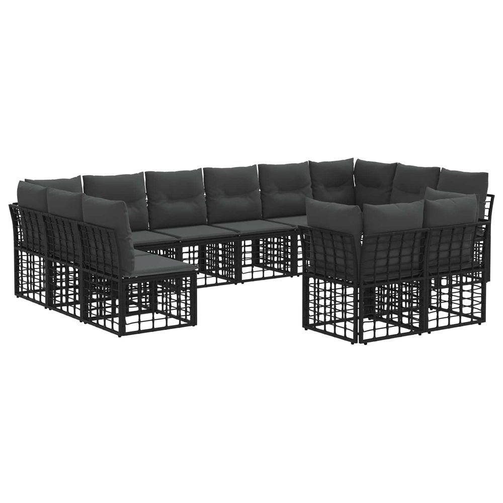Ensemble de canapés d'extérieur noir et gris foncé polyester