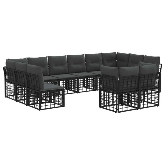 Ensemble de canapés d'extérieur noir et gris foncé polyester