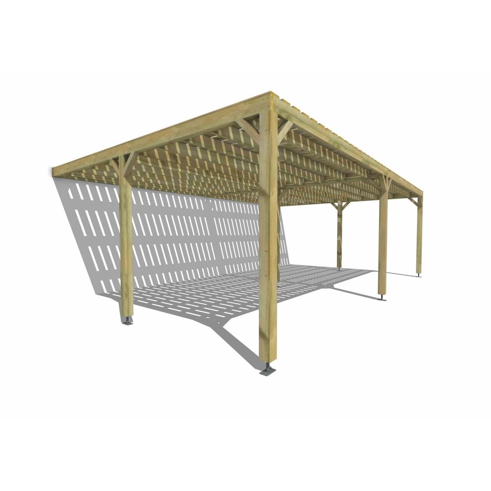 Pergola bois • 8m x 5m • adossée • sens largeur • platelage bois • livraison comprise