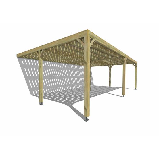Pergola bois • 8m x 5m • adossée • sens largeur • platelage bois • livraison comprise
