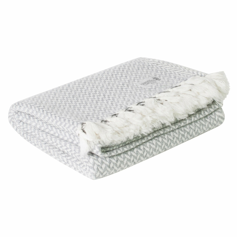 Plaid confort cachemire et laine petits chevrons gris