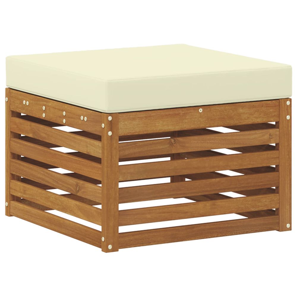 Pouf d'extérieur bois d'acacia massif naturel