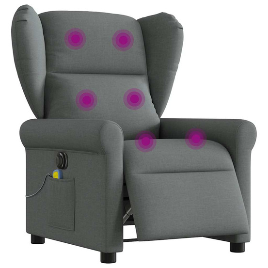 Fauteuil inclinable de massage électrique gris foncé tissu