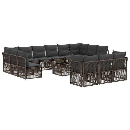 Ensemble de canapé de jardin 14 pc gris polyrotin