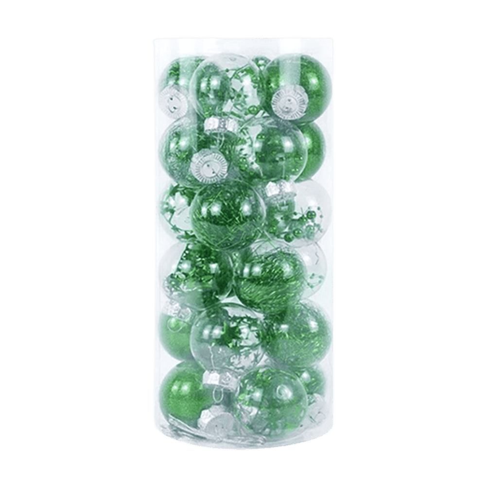Lot de 24 boules de noël création - vert