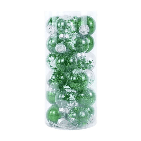 Lot de 24 boules de noël création - vert