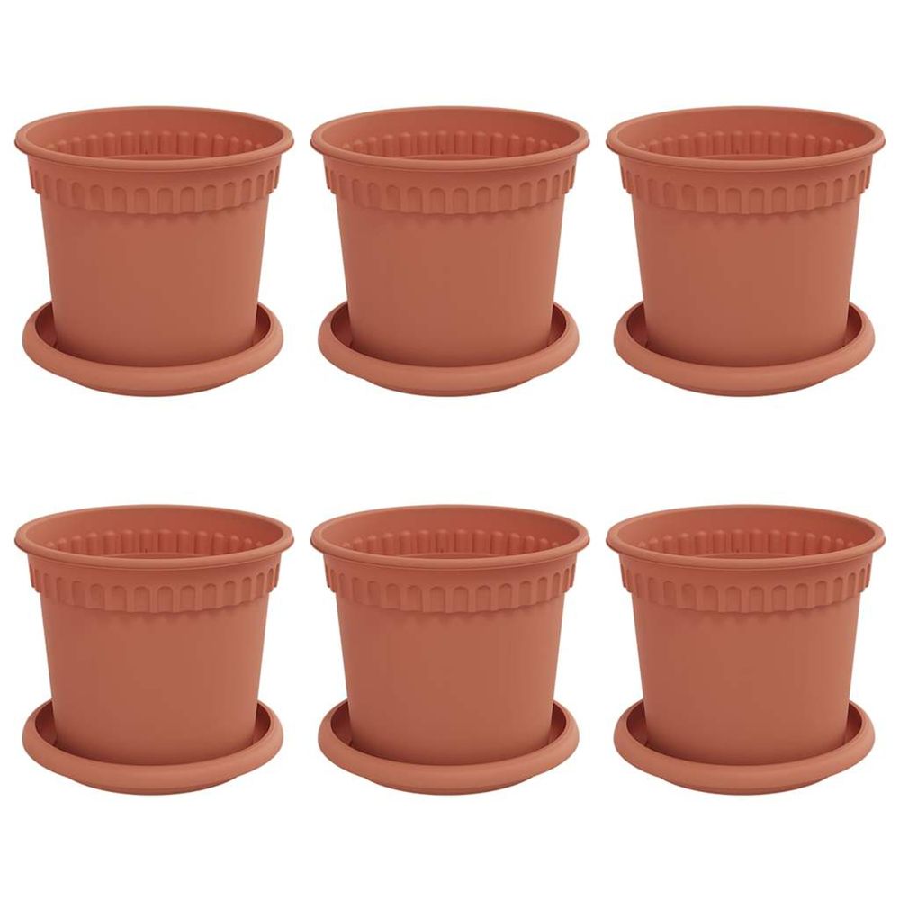 Pots de plantes 6 pc rouge brique plastique