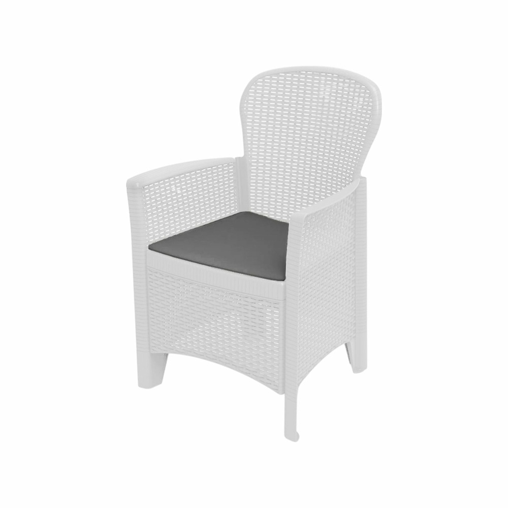 Chaise d'extérieur amilton, siège de jardin, fauteuil d'extérieur effet rotin, 100% made in italy, 59x57h85 cm, blanc