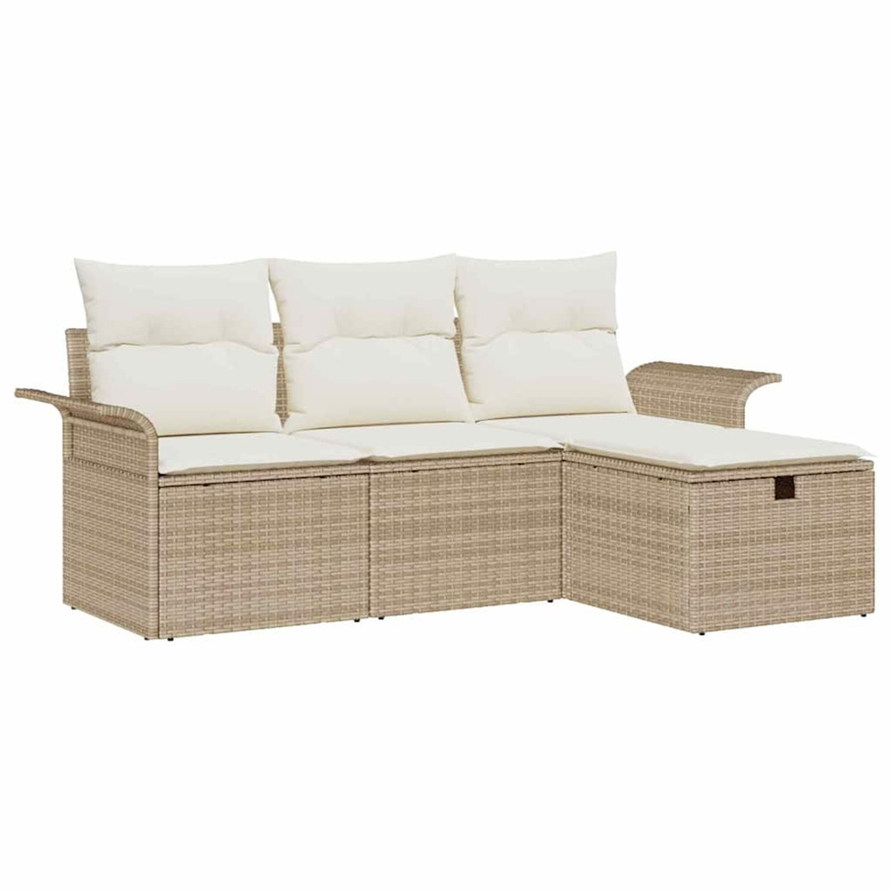 Ensemble de canapé de jardin 4 pcs beige poly rotin