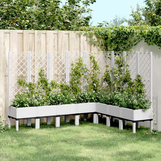Très grande jardinière treillis pp pour plantes grimpantes jardin blanc 200x160 cm