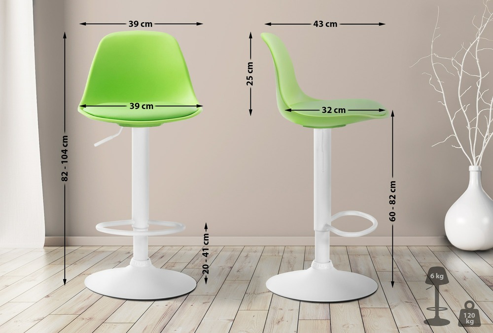 Tabouret de bar kiel simili cuir blanc