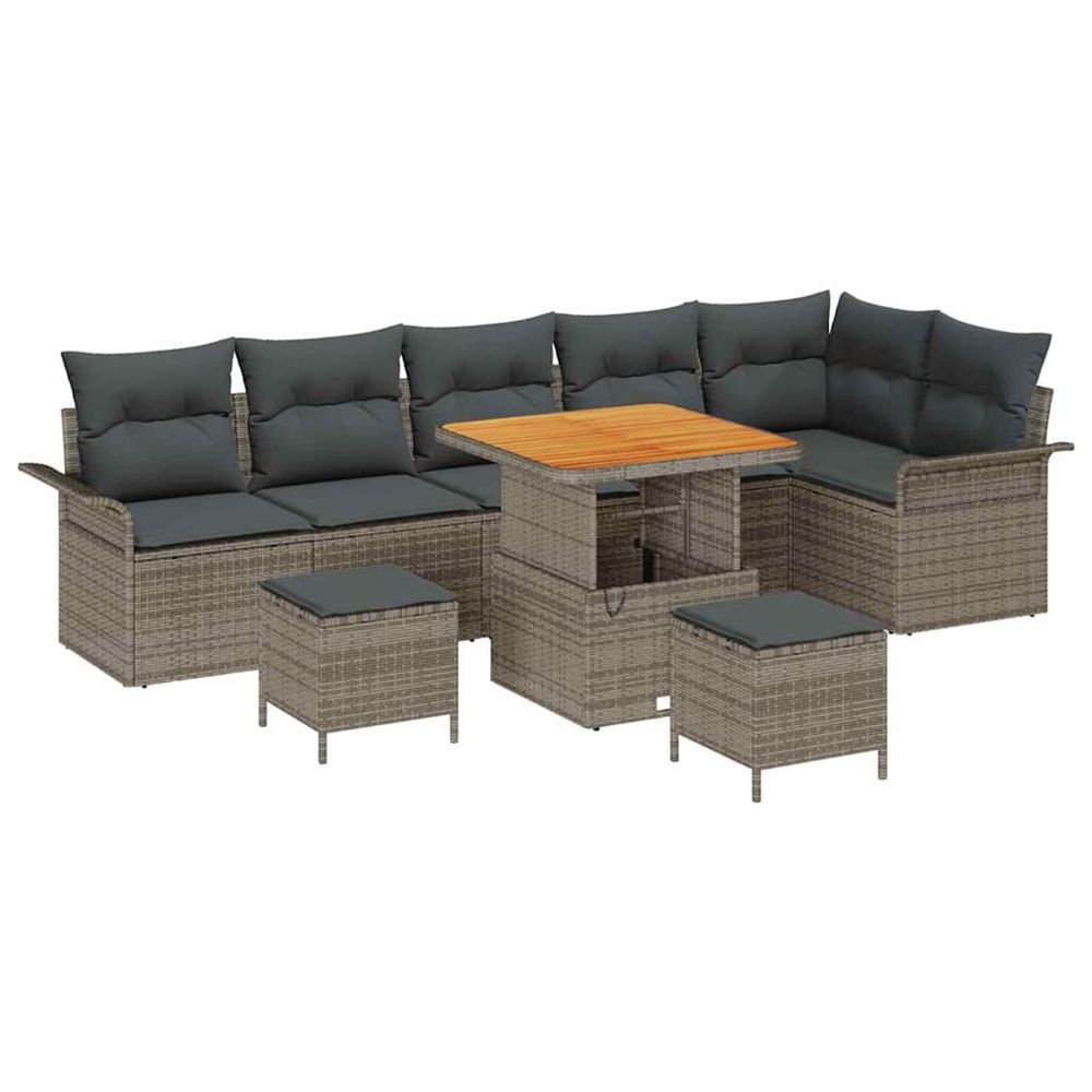 Ensemble de canapé de jardin 9 pc gris polyrotin