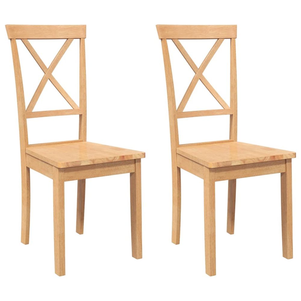 Chaises à manger 2 pcs bois massif caoutchouc