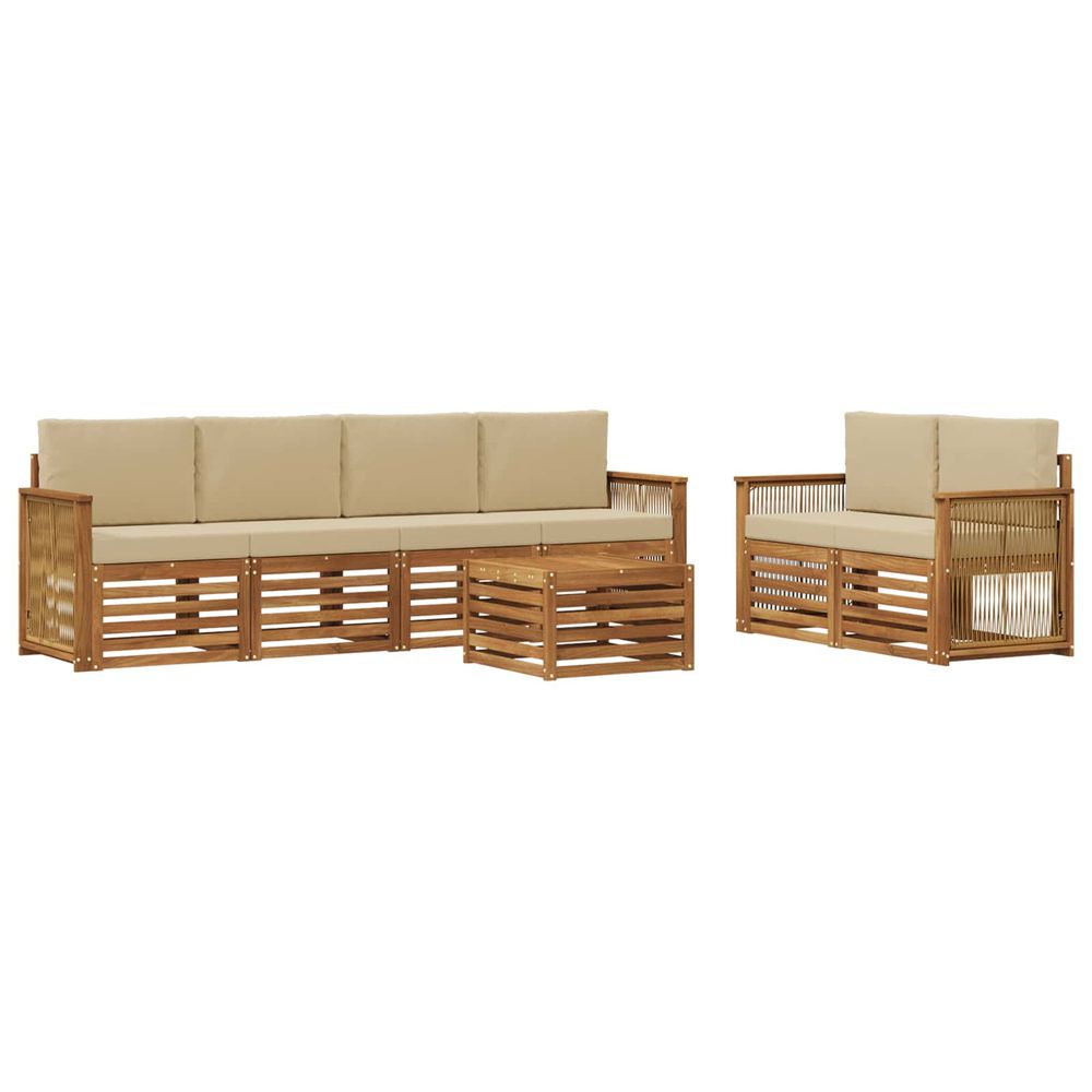 Ensemble de canapés d'extérieur 7 pc naturel et beige
