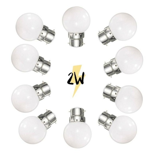 Lot de 10 ampoules guinguette b22 led blanc chaud 2w à baïonnettes plastique professionnelle