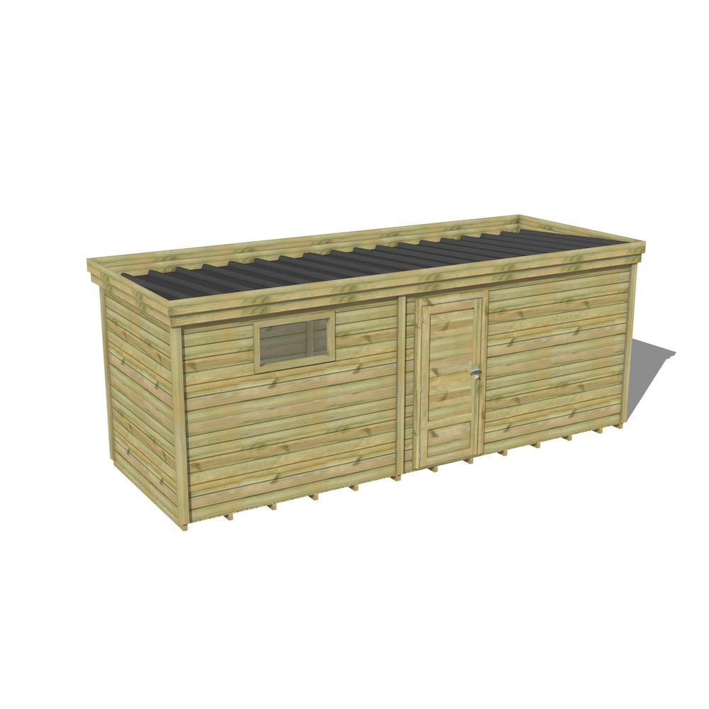 Abri de jardin bois pin traité autoclave 27mm - 6,49x2,14m / 14m2 - bac acier - plancher bois