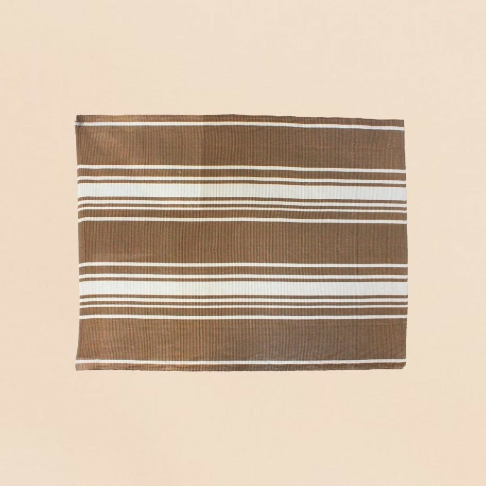 Tapis rayé marron et blanc 120x160cm